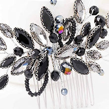 Load image into Gallery viewer, Handcess Bride Wedding Hair Combs Silver Rhinestone Bridal Hair Accessories and Headpiece for Women (Black)
