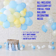 Load image into Gallery viewer, Prextex Balloon Arch and Garland Decorating Kit - 32 Ft. Balloon Tape Strip, 80 Ft. White Ribbon, 240 Dot Glue Points and 2 Balloon Tying Tools for Birthday Party and Wedding Decoration