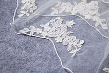 Load image into Gallery viewer, Wedding Bridal Veil with Comb 2 Tier Pencil Scalloped Edge Fingertip Length 34" Ivory