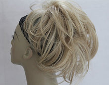 Load image into Gallery viewer, New Very Large Circular Elastic synthetic Hair piece Updo Scrunchies Bun Extensions Wavy 7” Light weight 55g (Light Blonde Mix #24H613)