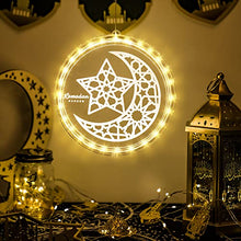 Load image into Gallery viewer, Eid Ramadan Decorative Window Lights, 8in Eid Moon Star Hanging Lights with Suction Cup Portable, Islam Mubarak Islamic Muslim Light Decor for Outdoor Indoor Bedroom Holiday (Moon and Star Style)