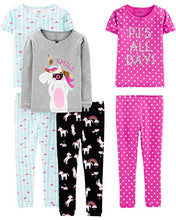 Load image into Gallery viewer, Simple Joys by Carter's 6-Piece Snug Fit Cotton Pajama Set, Unicorn/Dots/Turtle, 6 Years