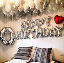 Load image into Gallery viewer, Silver Happy Birthday Balloons Banner, 16 Inch Mylar Foil Letters Sign Bunting Reusable Ecofriendly Material for Girls Boys Kids & Adults Birthday Decorations Party Supplies …