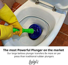 Load image into Gallery viewer, Luigi's - The World's Best Toilet Plunger | The Big, Blue & Green Unblocking Machine | Heavy Duty Unblocker with Unique Bellows Design | Clears & Unblocks All Toilets