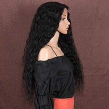 Load image into Gallery viewer, Style Icon 28” Lace Front Wigs Deep Wave Middle Part Wig Synthetic Wig Curly Wigs for women (1B)