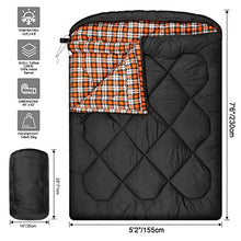 Load image into Gallery viewer, Winter 0 Degree Double Sleeping Bag, Double Wide Queen Size Sleeping Bag With 100% Cotton Flannel Lining, Warm And Waterproof 2 Person Sleeping Bag For Cold Weather Camping, Fishing or Hunting
