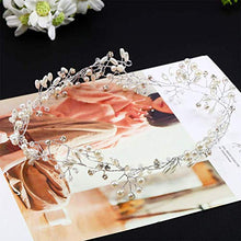 Load image into Gallery viewer, Bridal Hair Vines Crystals Wedding Headpieces, 20 Inches Handmade Crystal Pearl Wedding Evening Party Headpiece Head Band Bride Wedding Hair Accessories for Bridesmaid and Flowergirls - Silver