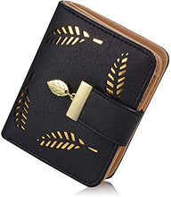 Load image into Gallery viewer, Ladies Purse Wallet, Womens Small Bifold Leather Purses Handbag with Cash/ID/Credit Card Holder Hollow Leaf, Ladies Vegan Coin Purses Wallet Money Bags with Zip Birthday Xmas Gifts for Women Girls