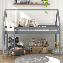 Load image into Gallery viewer, Hommdiy 3FT Treehouse Cabin Bunk Bed Loft Bed for Kids Mid-Sleeper Children Bed with Ladder 90X190CM Gray