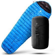 Load image into Gallery viewer, Alpin Loacker Sleeping Bag 460 g Light Summer Sleeping Bag -The Premium Summer Down Sleeping Bag Ultralight with Small Pack Size for Hiking and Camping,Blue