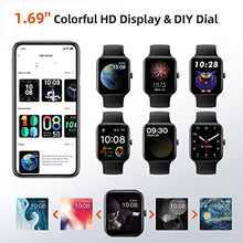Load image into Gallery viewer, RIVERSONG Smart Watch, 5ATM Waterproof Sports Watch for Men Women with Heart Rate, Sleep Monitor, SpO2, 1.69 Inches Full Touch Screen Fitness Tracker Compatible with iPhone iOS Android iPhones Black