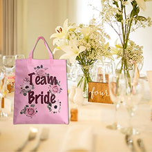 Load image into Gallery viewer, Blue Planet Fancy Dress Hen Party Bags - Pack of 12 Team Bride Floral Rose Gold Tote Bags & 1 Bride to Be (12 Team Bride & 1 Bride to Be)