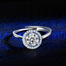 Load image into Gallery viewer, LYTOPTOP Silver Rings for Women, S925 Sterling Silver Adjustable Cubic Zirconia Halo Cz Engagement Wedding Promise Eternity Ring