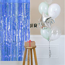 Load image into Gallery viewer, 2PCS Tinsel Foil Fringe Curtains Blue Metallic Shimmer Curtain Backdrop Foil Streamers Party Decorations Fringe Streamers Tinsel Curtains foil curtain For Christmas Birthday Party Wedding Door