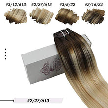 Load image into Gallery viewer, Moresoo Brown Balayage Clip in Hair Extensions Thick Extensions Clip in Balayage Brown to Blonde with Caramel Brown Ombre Hair Extensions Full Head 16 Inch 120g/7pcs