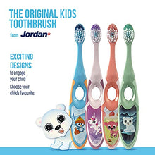 Load image into Gallery viewer, Jordan ® | Step 2 Toothbrush Kids | Kids Toothbrush for Age 3-5 Years Old | Soft Bristles, Dual Ergonomic Handle & BPA Free | Blue & Green Color | Pack 4 Units