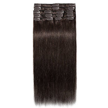 Load image into Gallery viewer, Clip in Hair Extension Human Hair 8 Pcs Full Head - 100% Real Remy Hair Straight Standard Weft (13"-80g, 2 Dark Brown)