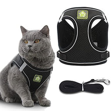Load image into Gallery viewer, Cat Harness and Lead Set for Kitten: Escape Proof Mesh Vest with Leash for Small Cat Tiny Puppy Walking, Adjustable Reflective Padded Kitty Holster Harnesses with Nylon Strap for Garden, Black, XS