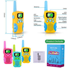 Load image into Gallery viewer, Nestling Kids Walkie Talkies 3 Pack, 8 Channels 2 Way Radio Walky Talky Toys with Backlit LCD Flashlight, 3 Miles Range Best Gifts Toys for Boys & Girls Indoor Outdoor Activity