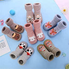 Load image into Gallery viewer, Gavena 2 Pairs of Baby Boy Slipper Socks Indoor Toddler Girls Slippers Combed Cotton Fluffy Newborn Boys Warm Soft Sole Anti-Slip Baby Kids Slip On Socks Shoes, Blue/Grey, 0-6 Months