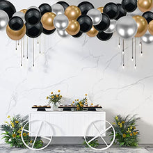 Load image into Gallery viewer, Black Gold Balloon Arch Kit,94pcs Metallic Black Gold and Silver Balloon Garland Arch Kit for Men Women Birthday Party Wedding Halloween Decorations