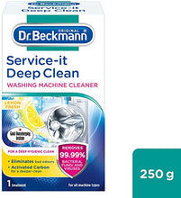 Load image into Gallery viewer, Dr. Beckmann Service-it Deep Clean Washing Machine Cleaner | Removes 99,99 % of bacteria and fungi and viruses | eliminates bad odours | 250 g