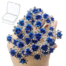 Load image into Gallery viewer, Wedding Hair Accessories Bridal Rhinestone & Pearl Flower Hair Pins U Shaped Crystal Hair Grips Hair Clips for Bridesmaid,Women,Girls,Kids Bobby Pins for Braids,Thick Hair(40PCS/Blue)