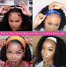 Load image into Gallery viewer, Headband Wig for Black Human Hair, Deep Wave Wig Human Hair Natural Color, Virgin Human Hair for Women.
