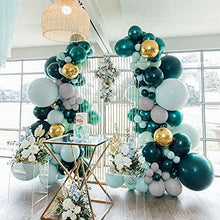 Load image into Gallery viewer, Balloon Arch Kit Teal Blue Balloon Garland Gray Green Latex Metallic Balloon Arches 95pcs Jungle Safari Birthday Party Decorations with Gold Leaves for Wild One Baby Shower Wedding