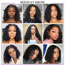 Load image into Gallery viewer, Deep Wave Bundles With Closure T Middle Part Brazilian Curly Human Hair Bundles With Lace Closure Unprocessed Weave Human Hair Bundles With 4x4x1 Closure Natural Color (10 12 14+10 Inch, 70g/bundle)
