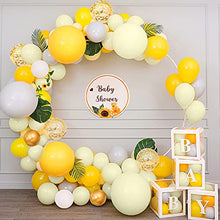 Load image into Gallery viewer, Yellow Balloons Arch Garland Kit, Pastel Yellow Balloons Macaron Yellow Grey Balloons Yellow White Balloons Artificial Sunflower Vine Metallic Gold Balloons Gold Confetti Balloons