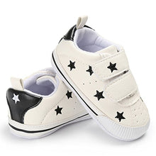Load image into Gallery viewer, Matt Keely Baby Boys Girls Soft Sole Sneakers Infant PU Leather Shoes Prewalkers 0-6 Months, 0-6 Months, Black Star