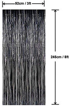 Load image into Gallery viewer, AILEXI 3 Pack Metallic Tinsel Curtains Foil Fringe Shimmer Streamers Curtain Door Window Decoration for Birthday Wedding Party Supplies 3ft*8ft - Black