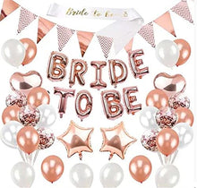 Load image into Gallery viewer, pack of 41 pcs bride to be balloons rose gold, Bride to be decorations, bachelorette supplies banner and sash balloon for wedding/anniversary , bridal shower party hen party