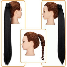 Load image into Gallery viewer, Ponytail Extension 28 Inch Straight Long Wrap Around Pony Tail Extension Magic Paste Ponytail Extension Synthetic Hair Piece Clip in Ponytail Hair Extension for Women Girls, 160g - Dark Black, 1#