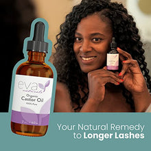 Load image into Gallery viewer, Eva Naturals Organic Castor Oil (60ml) - Promotes Hair, Eyebrow and Eyelash Growth - Diminishes Wrinkles and Signs of Aging - Hydrates and Nourishes Skin - 100% Pure - Cold Pressed, Premium Quality