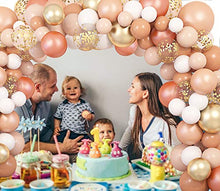 Load image into Gallery viewer, 129 Pcs Blush Balloons Garland Arch Kit 12" 10" 5" Peach Rose Gold Pastel Orange Confetti Latex Metallic Balloons with 4Pcs Tools for Wedding Birthday Party Baby Shower Decorations