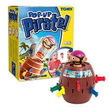 Load image into Gallery viewer, TOMY Games T7028 TOMY Pop Up Pirate Classic Children's Action Board Game Toy, Wood-Choc Brown