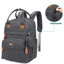 Load image into Gallery viewer, Baby Changing Bag Backpack, BabbleRoo Nappy Changing Back Pack Diaper Bags with Changing Mat & Pacifier Holder for Mom & Dad (Dark Grey)