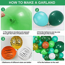 Load image into Gallery viewer, Balloons Garland Arch Kit Green, Jungle Party Balloon Garland Balloons Arch Kit with Safari Animal Print Balloon for Boys Dinosaur Safari Birthday Decorations Animal Wild Party Baby Shower Supplies