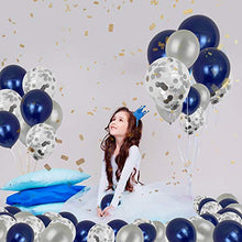 Load image into Gallery viewer, Birthday Decorations Men, Navy Blue and Silver Birthday Balloons for Boy Women Girls Happy Birthday Banner with Start Bunting, 60Pcs Birthday Party Decorations for 13th 16th 18th 30th 40th 50th 60th