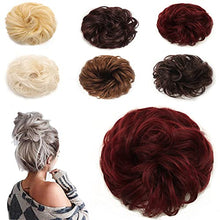 Load image into Gallery viewer, 2 Pack-Hairpiece Scrunchy Scrunchie Bun Updo,Hair Ribbon Ponytail Extensions Hair Extensions Wavy Curly Messy Hair Bun Donut Hair Chignons Hair Piece Wig Plum Red