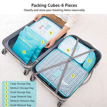 Load image into Gallery viewer, Vicloon Travel Organiser Packing Bags,6 PCS Travel Packing Cubes Set for Clothes Travel Luggage Organizers Storage Bags (Light Blue)