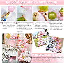 Load image into Gallery viewer, Sumtoco Pink Balloon Arch Kit, Balloon Garland Kit with Pastel Pink Balloons White and Metallic Gold Balloons for Girls' First 1st Birthday Baby Shower Wedding Party Decorations.