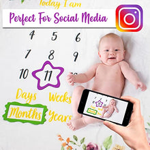 Load image into Gallery viewer, Super-Soft Baby Milestone Blanket | Gender Neutral, For Boy and Girl | Super Soft Premium Fleece | Daily, Weekly, Monthly Baby Growth Chart | Accessories Included 130 x 100