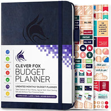 Load image into Gallery viewer, Clever Fox Budget Planner - Expense Tracker Notebook. Monthly Budgeting Journal, Finance Planner & Accounts Book to Take Control of Your Money. Undated - Start Anytime. A5 Size, Dark Blue Hardcover