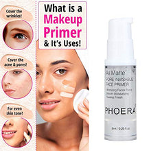 Load image into Gallery viewer, PHOERA 30ml Foundation Liquid Full Coverage 24HR Matte Oil Control Concealer (Nude & Buff Beige) with Makeup Face Primer & Wooden Handle Foundation Brush & Petal-Shaped Cosmetics Brush
