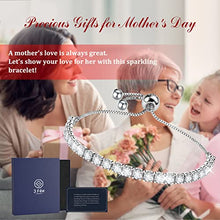 Load image into Gallery viewer, Bracelet for Women,Sterling Silver Tennis Bracelet Crystal Slider Bracelet S925 Women Bracelet Sparkle Diamond Zirconia Adjustable Bracelet for Lady Gift for Mother's Day