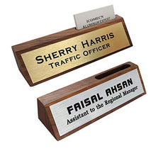 Load image into Gallery viewer, Personalized Business Desk Name Plate with Card Holder Custom Nameplate 2" x 8"
