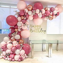 Load image into Gallery viewer, NeuWook Balloon Garland Arch Kit, 99 Pcs Pink Rose Red Balloons with 4D Rose Gold Foil Balloons Latex Party Balloons Decoration for Birthday, Weddings, Girl Baby Shower, Girl Birthday (Rose Pink)